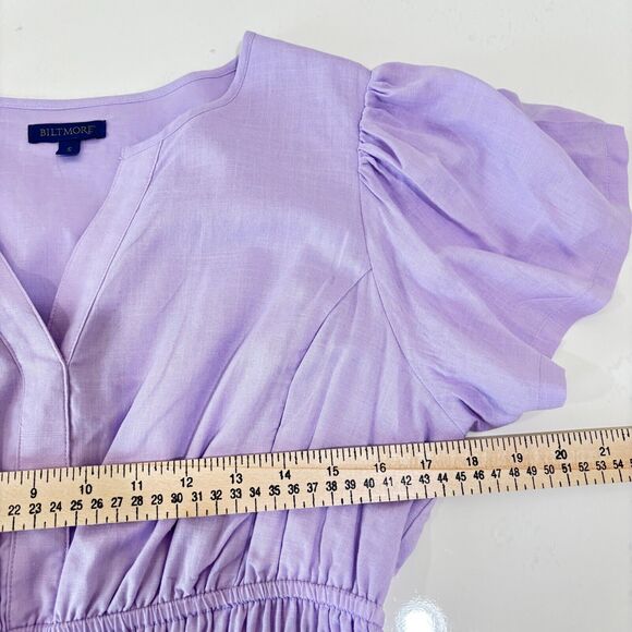 Biltmore Purple Maxi Dress sz S Linen Tiered Boho Cottagecore Romantic Pastel - Picture 11 of 14